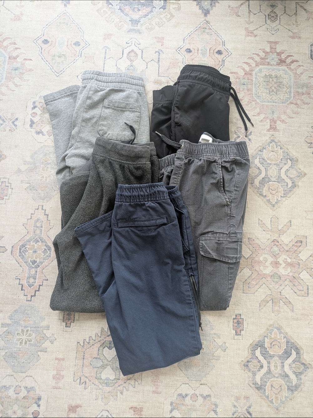 Old Navy, Joe Fresh, Georg Boys' Jogger & Cargo Pants Bundle - Black, Gray, Navy